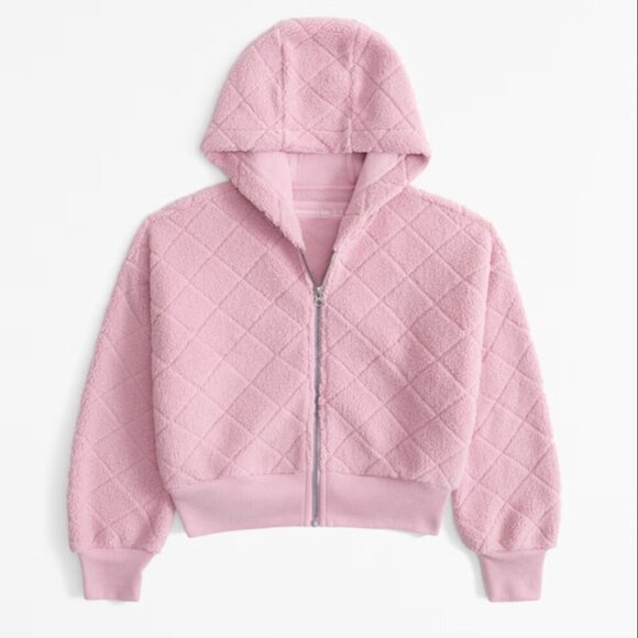 abercrombie kids Other - Abercrombie Kids Pink Sherpa Quilted Full Zip Hoodie - Girls Size 11/12